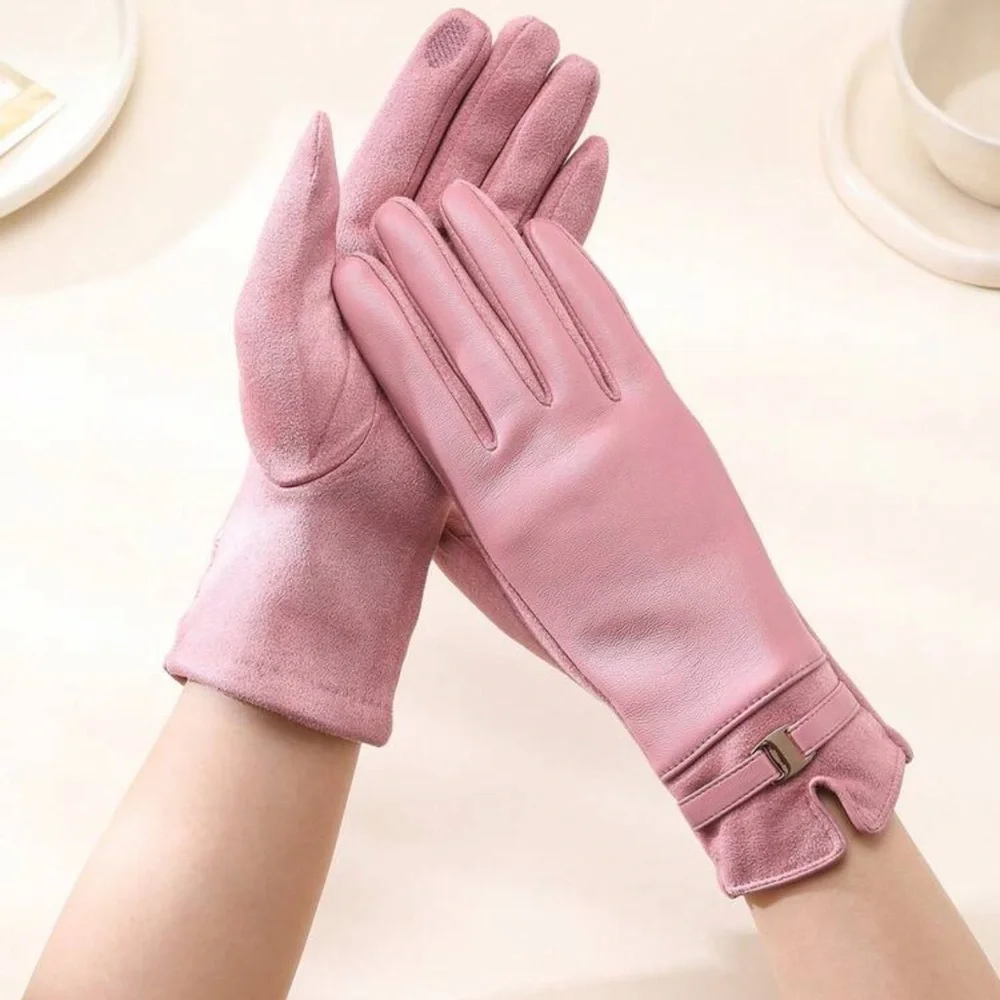 1 Pair Women's Solid Pink Casual Elegant Polyester Gloves,